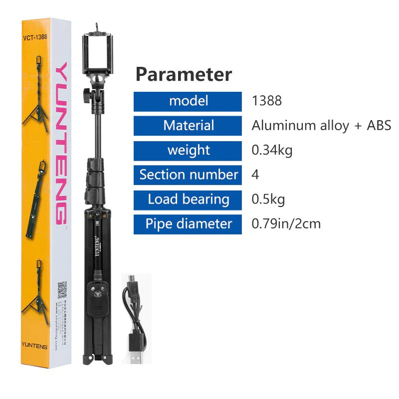 YUNTENG 1388 Aluminum Tripod Selfie Stick with Phone Holder Remote Control YUNTENG 1388 Aluminum Tripod Selfie Stick with Phone Holder Remote Control